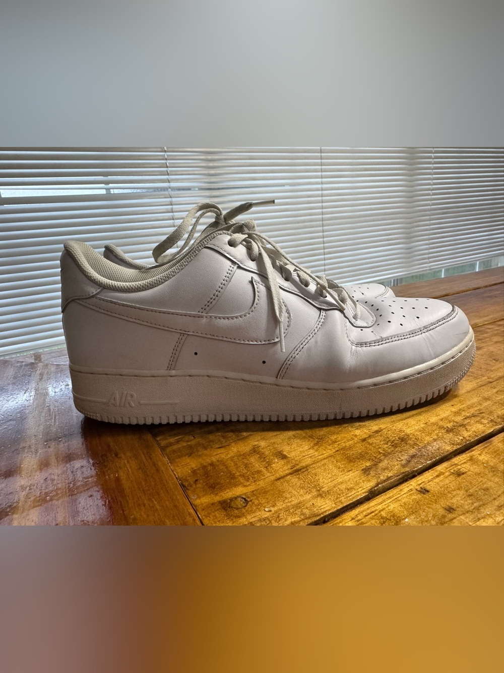 Nike Mens All-White Low-Top Leather Sneakers